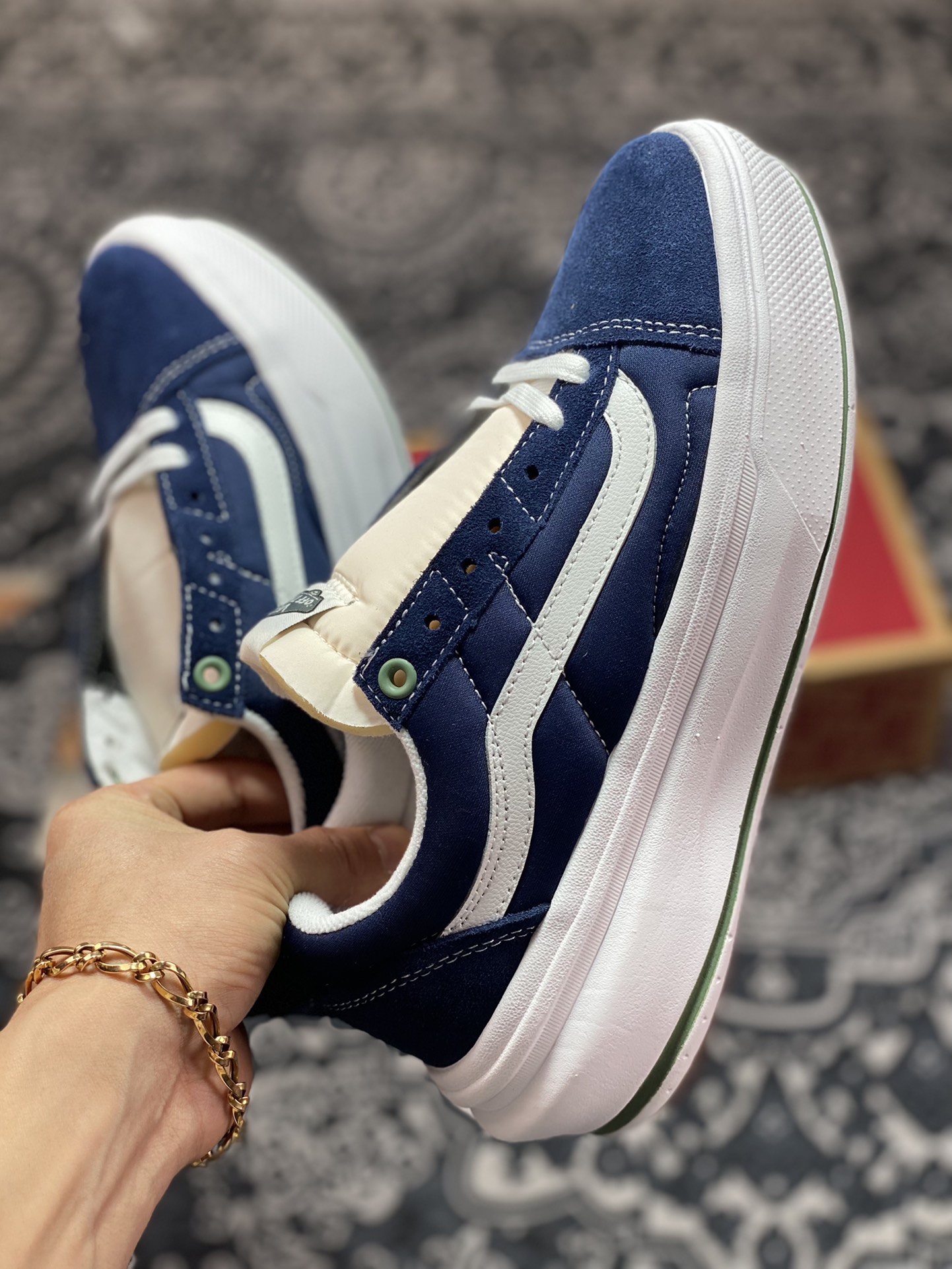 Vans navy blue thick-soled ultra-light Vans Old Skool Overt CC ultra-light thick-soled height-increasing shoes