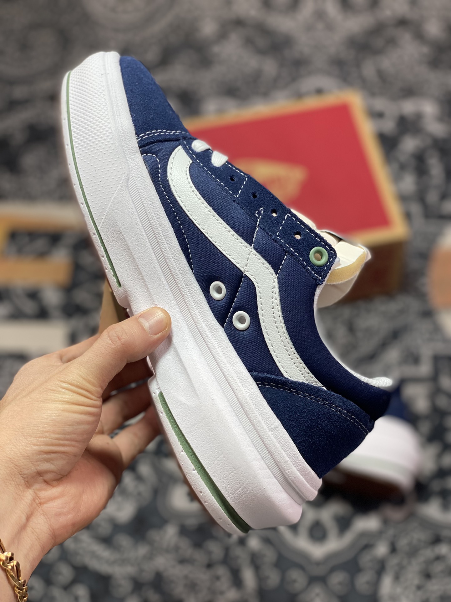 Vans navy blue thick-soled ultra-light Vans Old Skool Overt CC ultra-light thick-soled height-increasing shoes