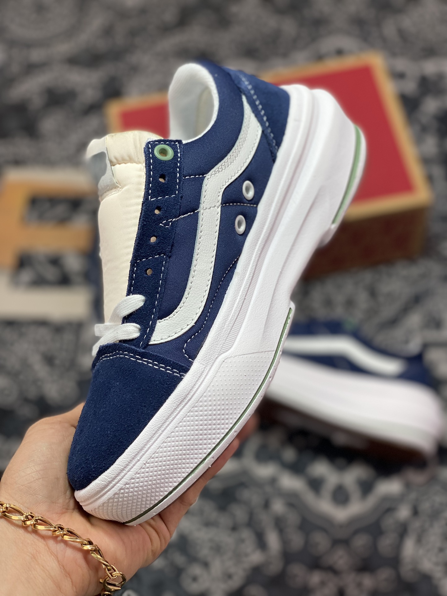 Vans navy blue thick-soled ultra-light Vans Old Skool Overt CC ultra-light thick-soled height-increasing shoes