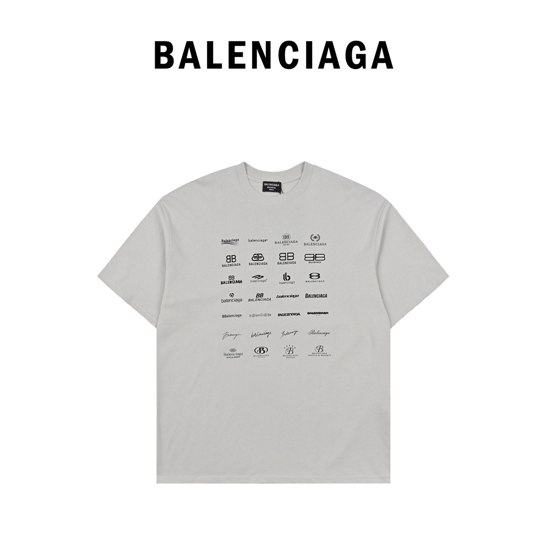 180 Balenciaga巴黎世家2023 满logo标志T恤