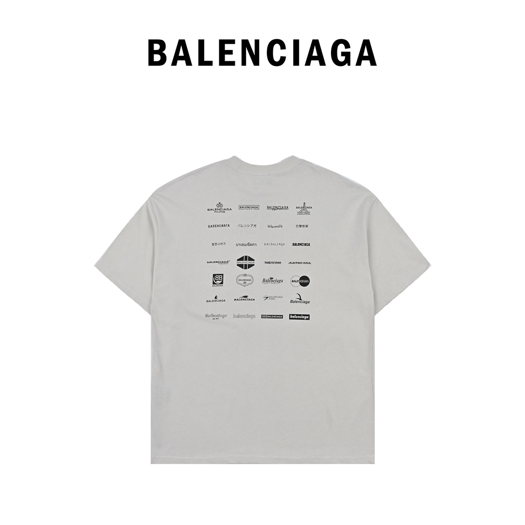 180 Balenciaga巴黎世家2023 满logo标志T恤