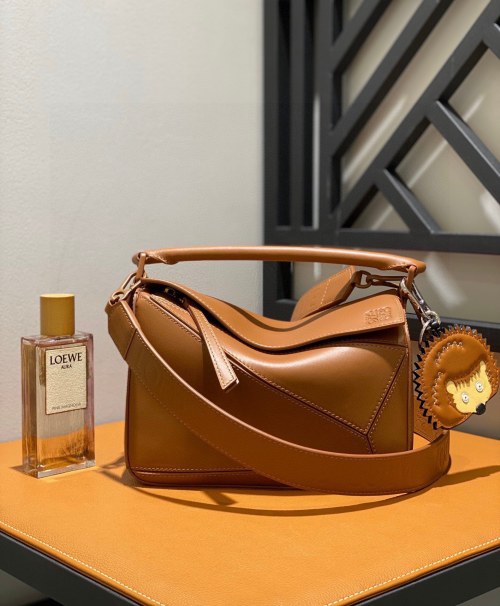 Loewe Puzzle Bag in Satin Calfskin with Wide Strap - Stylish & Lightweight