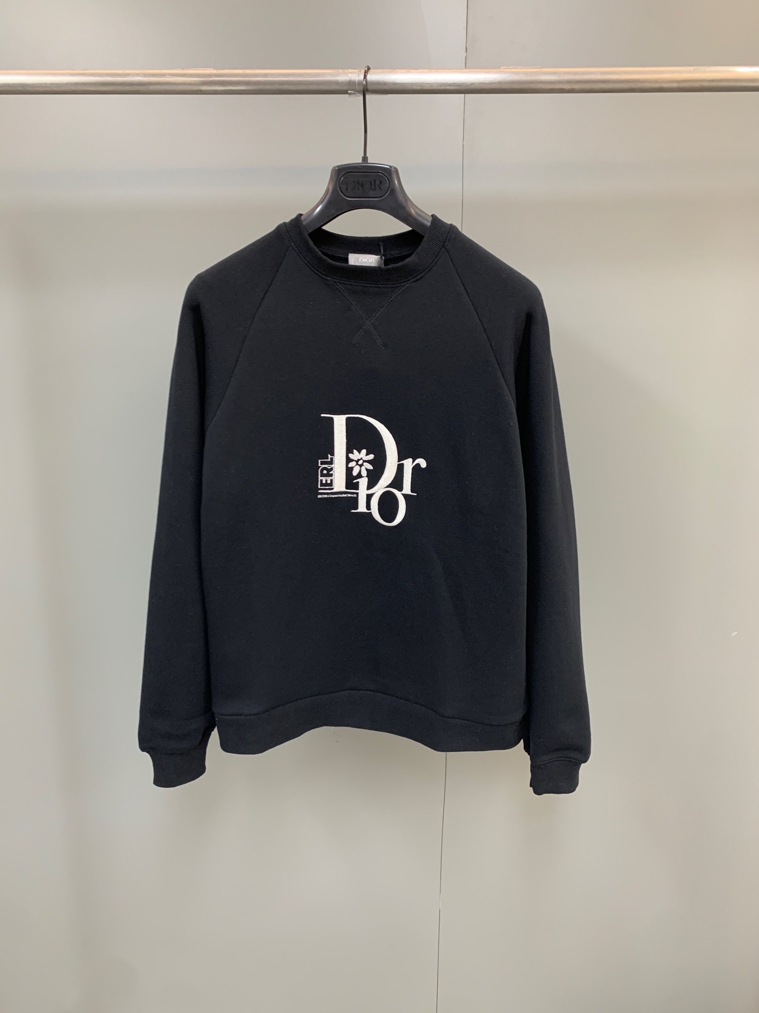 Dior Clothing T-Shirt Black White Embroidery Unisex Cotton Knitting Spring/Summer Collection Fashion Long Sleeve