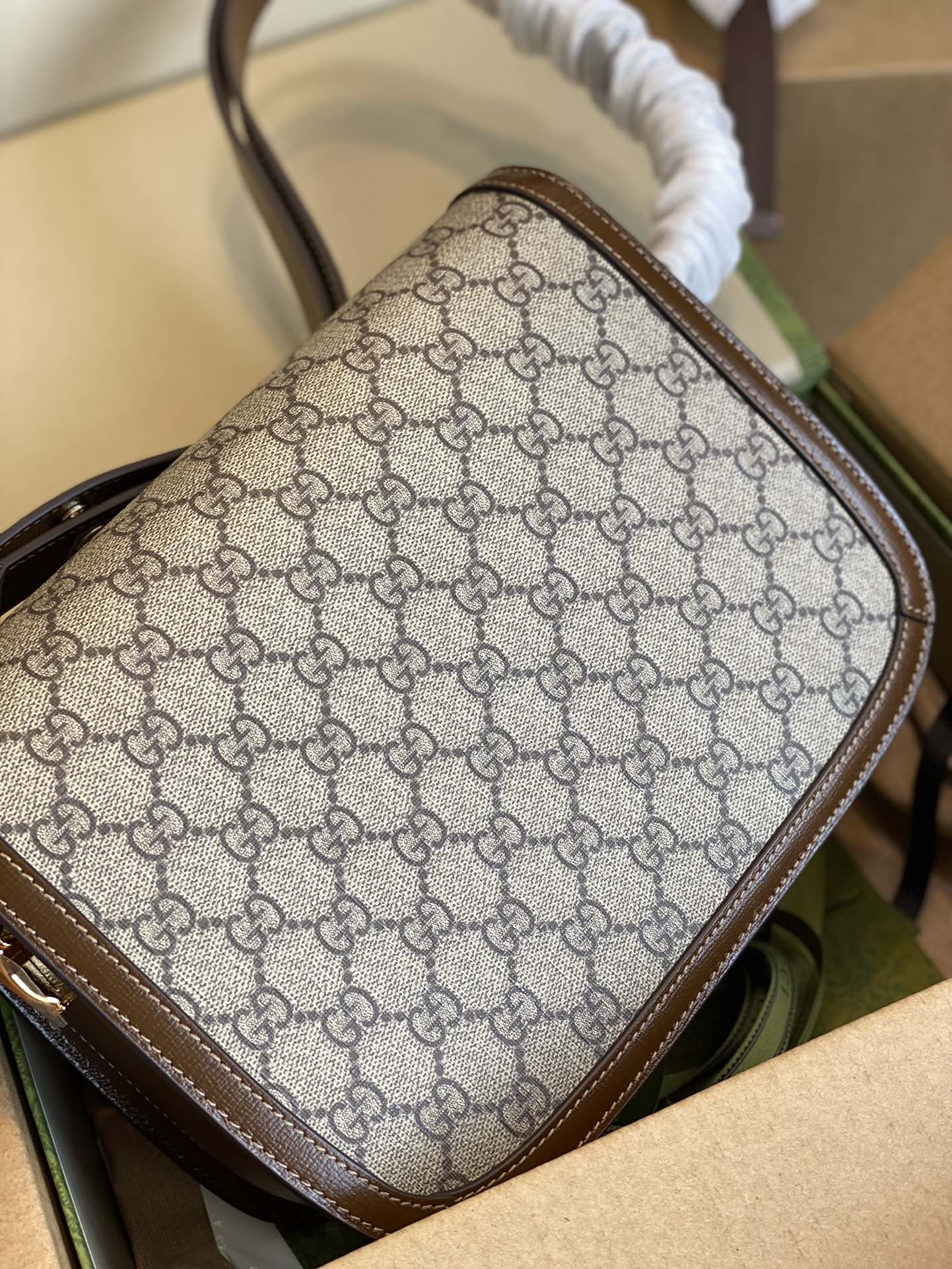 。发货实拍，原厂皮GG马鞍包✈️602204棕