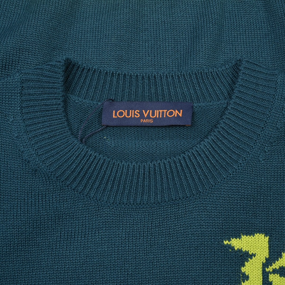 300 Louis Vuitton 路易威登LV 2022FW 拼色标识荧光黄毛衣