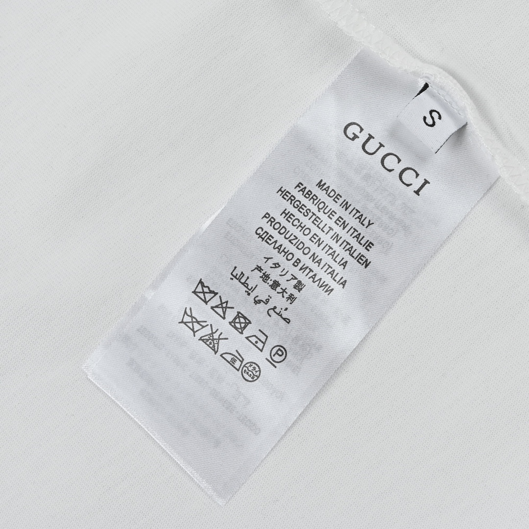 180 Gucci 古驰 23SS 春夏经典刺绣小标 拼色领口短袖T恤23682