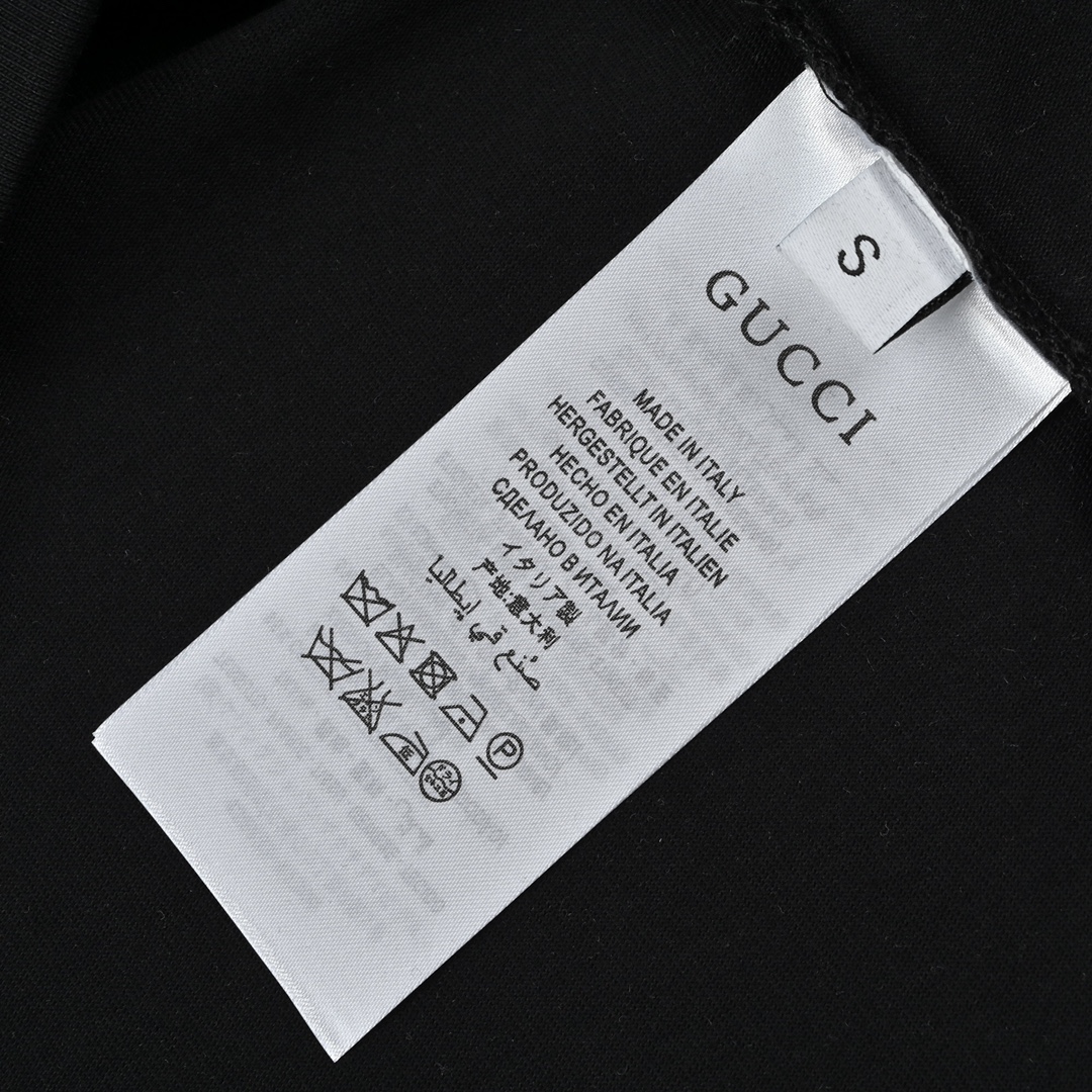 Gucci 古驰 23SS 春夏经典刺绣小标 拼色领口短袖T恤23682