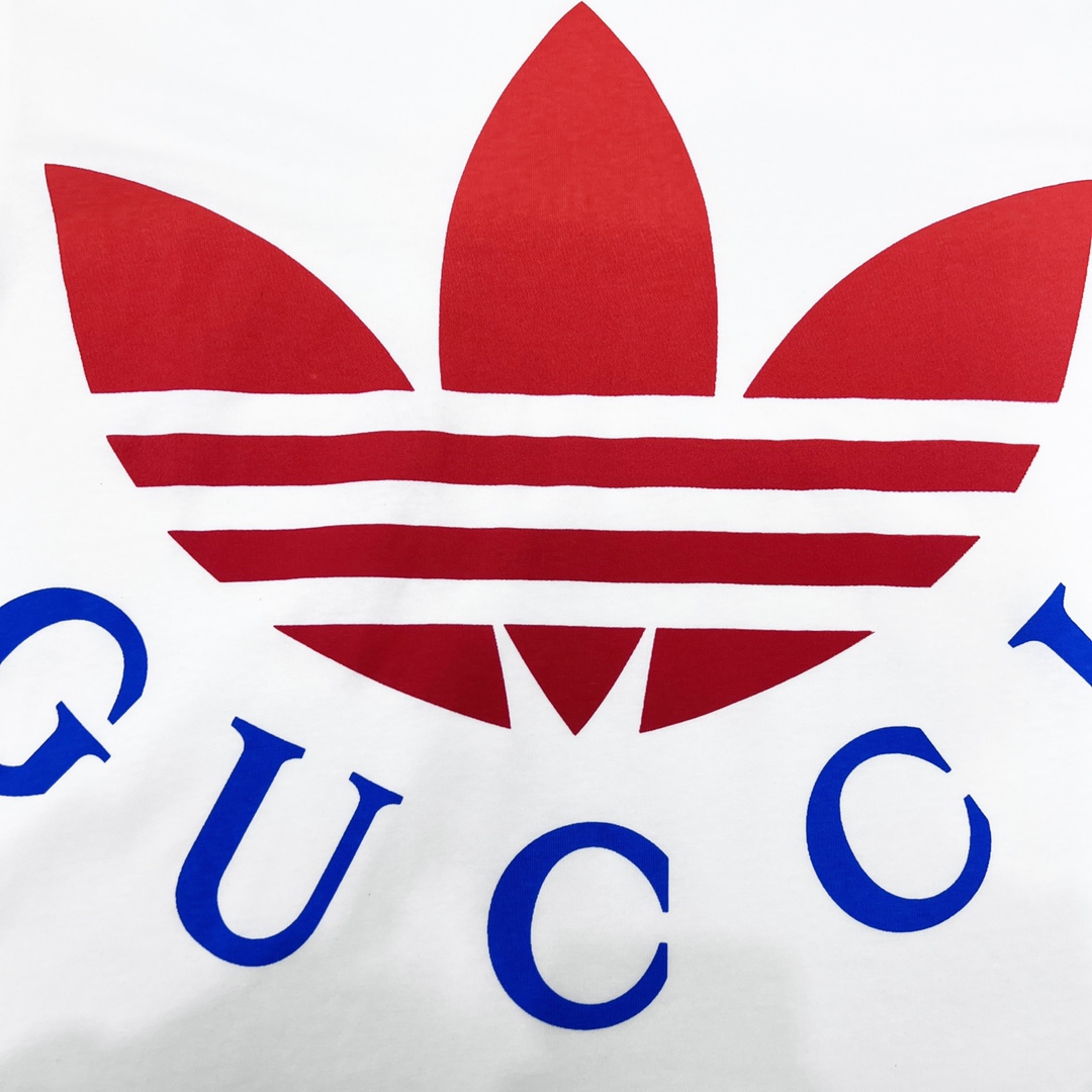 Gucci x adidas联名23ss 三叶草及logo印花短袖T恤 adidas x Gucci联名