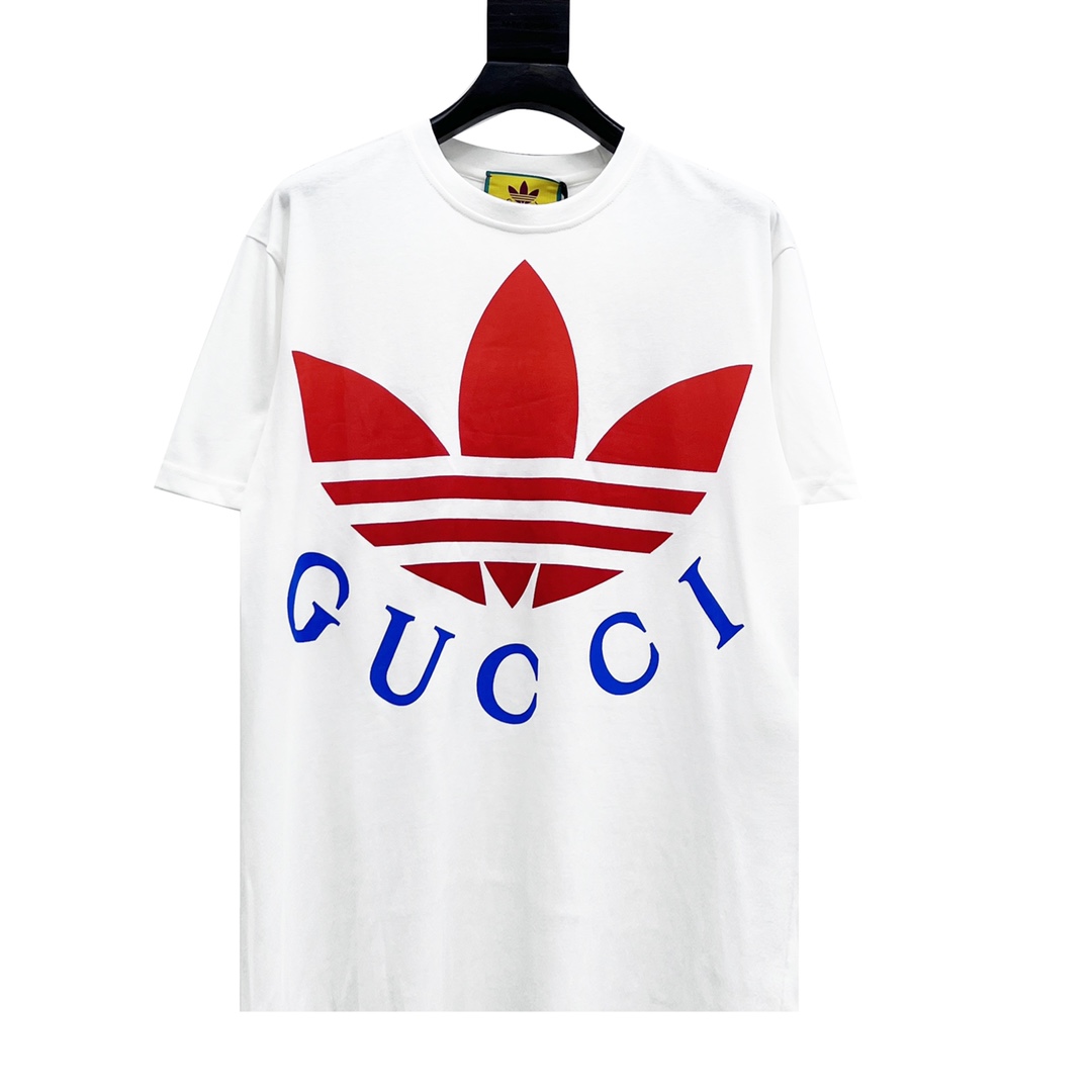 Gucci x adidas联名23ss 三叶草及logo印花短袖T恤 adidas x Gucci联名