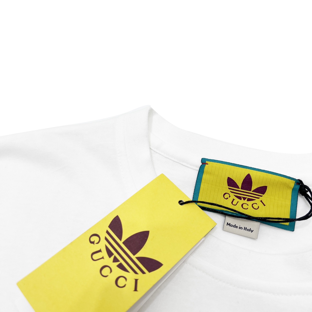 Gucci x adidas联名23ss 三叶草及logo印花短袖T恤 adidas x Gucci联名