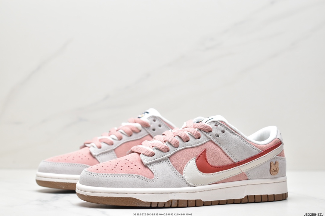 SB Dunk Low SE”85 Double Swoosh/Grey/Pink/Rabbit”backboard shoes ”suede light gray pink double hook rabbit” DO9457-117