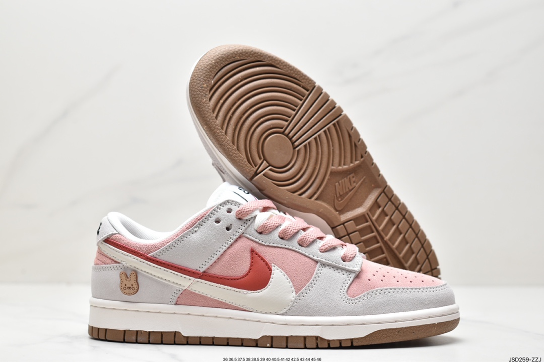 SB Dunk Low SE”85 Double Swoosh/Grey/Pink/Rabbit”backboard shoes ”suede light gray pink double hook rabbit” DO9457-117