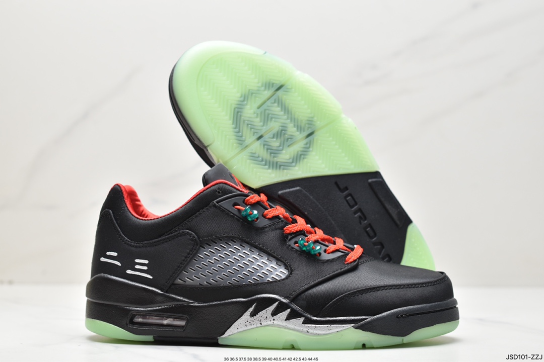 200 Clot x Air Jordan AJ5 Retro Low”CNY”中国年黑红丝绸翡翠夜光撕撕乐 DM4640-036