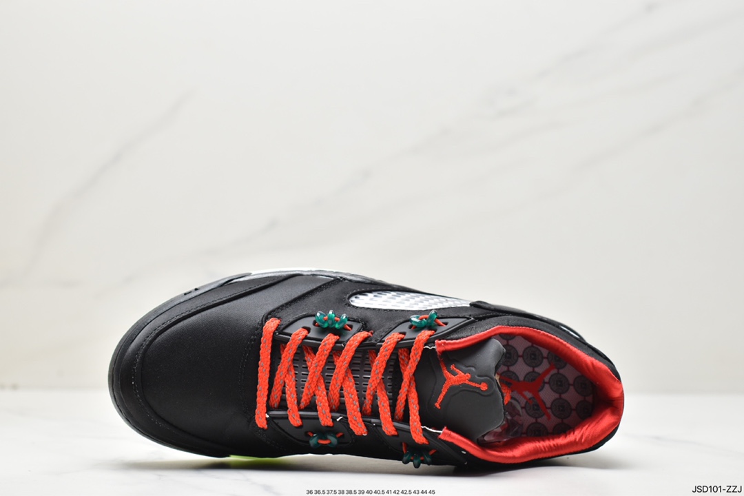 200 Clot x Air Jordan AJ5 Retro Low”CNY”中国年黑红丝绸翡翠夜光撕撕乐 DM4640-036