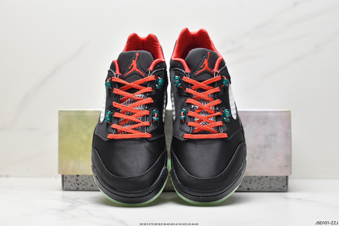 200 Clot x Air Jordan AJ5 Retro Low”CNY”中国年黑红丝绸翡翠夜光撕撕乐 DM4640-036