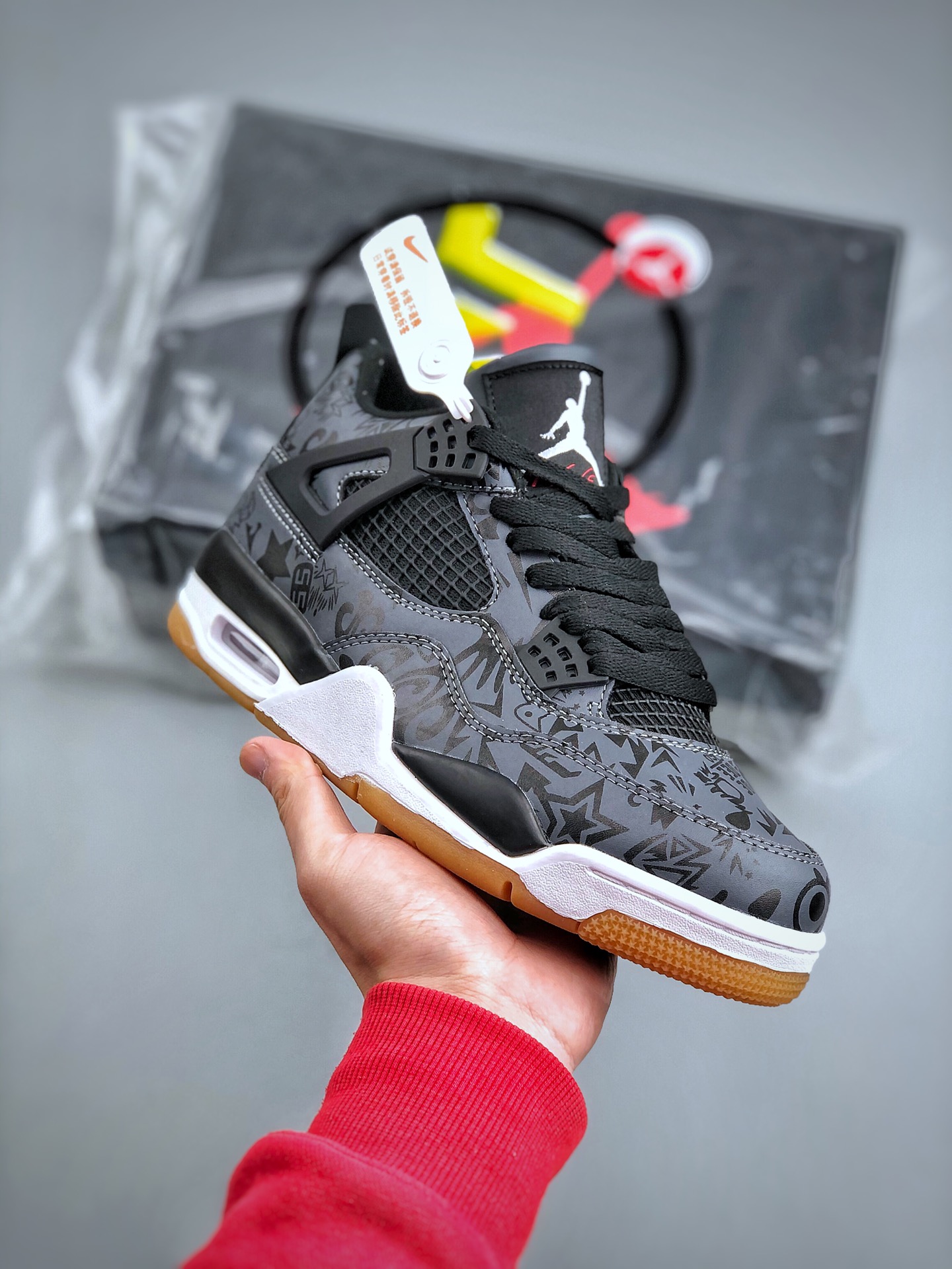 【TNT】Air Jordan AJ4 Retro láser negro producido por gran fábrica AJ, fábrica principal colaboradora, suministro ventajo…
