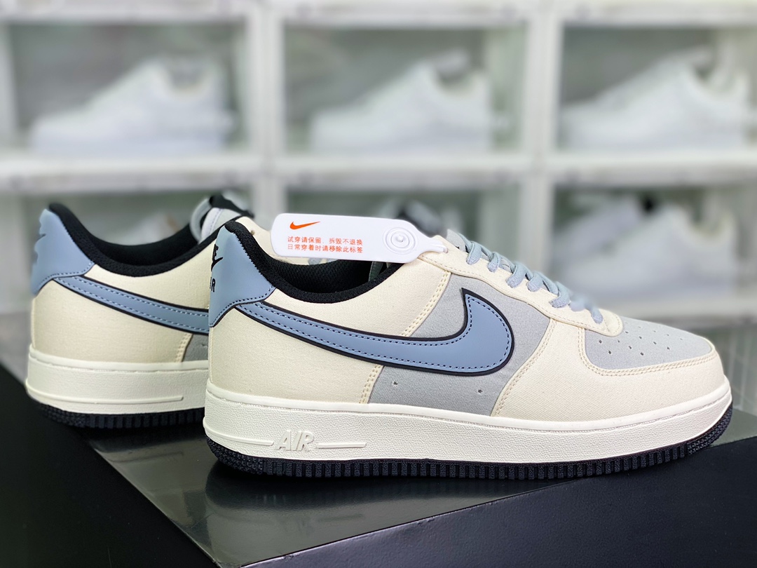 200 Air Force 1’07 Low QS”Milk White/Fog Blue”空军一号板鞋“拼接帆布奶白雾蓝”DG2296-020