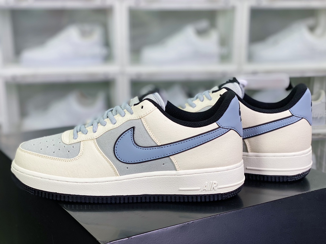 200 Air Force 1’07 Low QS”Milk White/Fog Blue”空军一号板鞋“拼接帆布奶白雾蓝”DG2296-020
