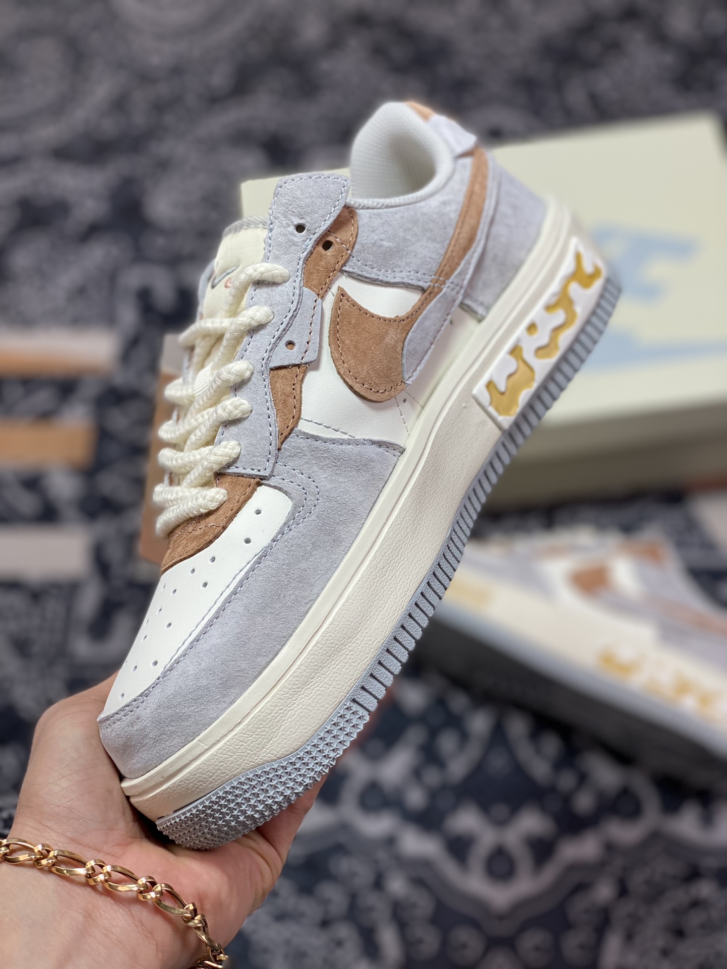 260 Nike Wmns Air Force 1 Fontanka”Grey/Beige/Brown”空军一号板鞋“灰米白棕”CW6688-806