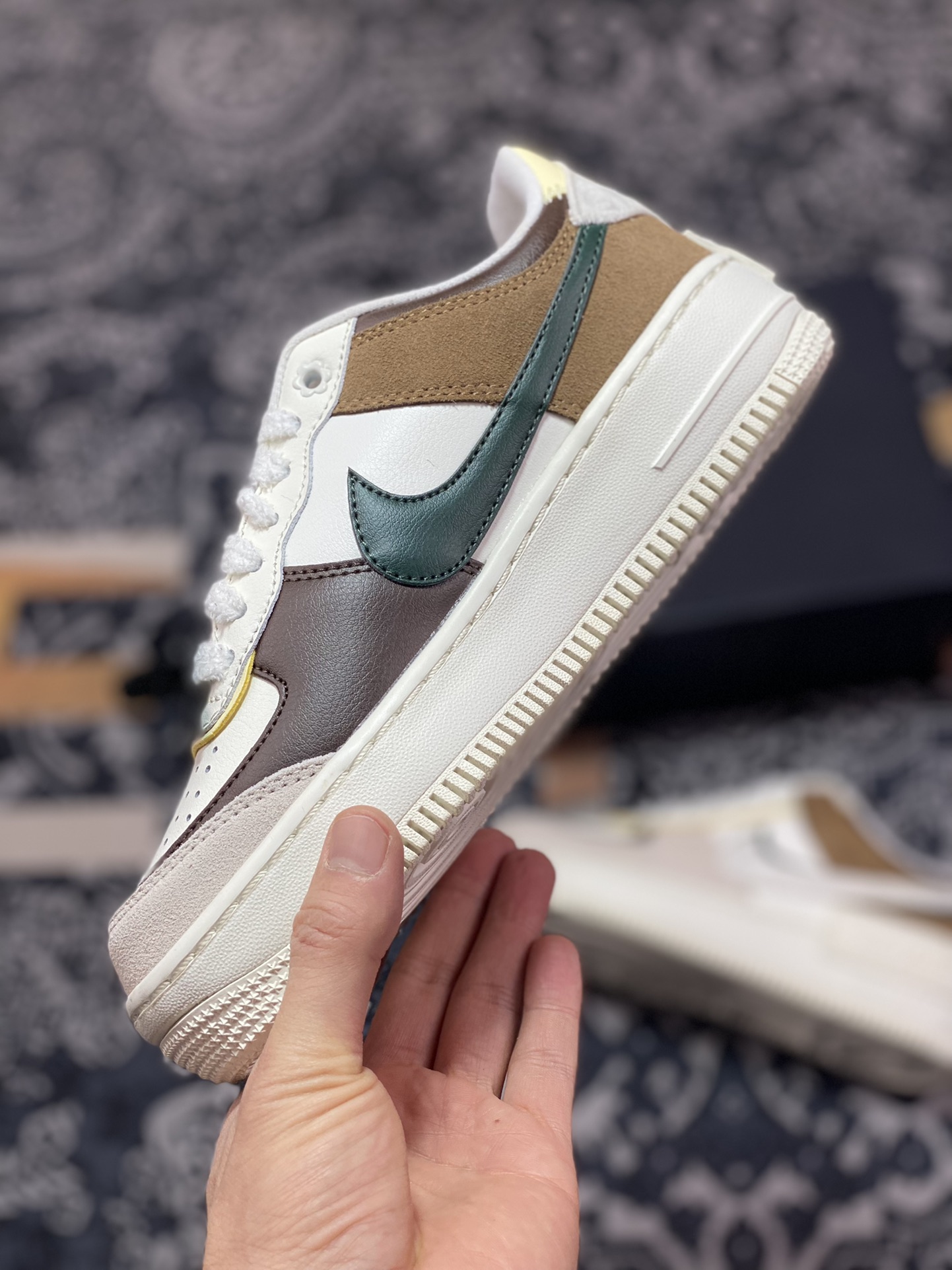 200 Nike WMNS Air Force 1 Shadow”Black Bow”板鞋“白灰棕蝴蝶结”FB1857-111