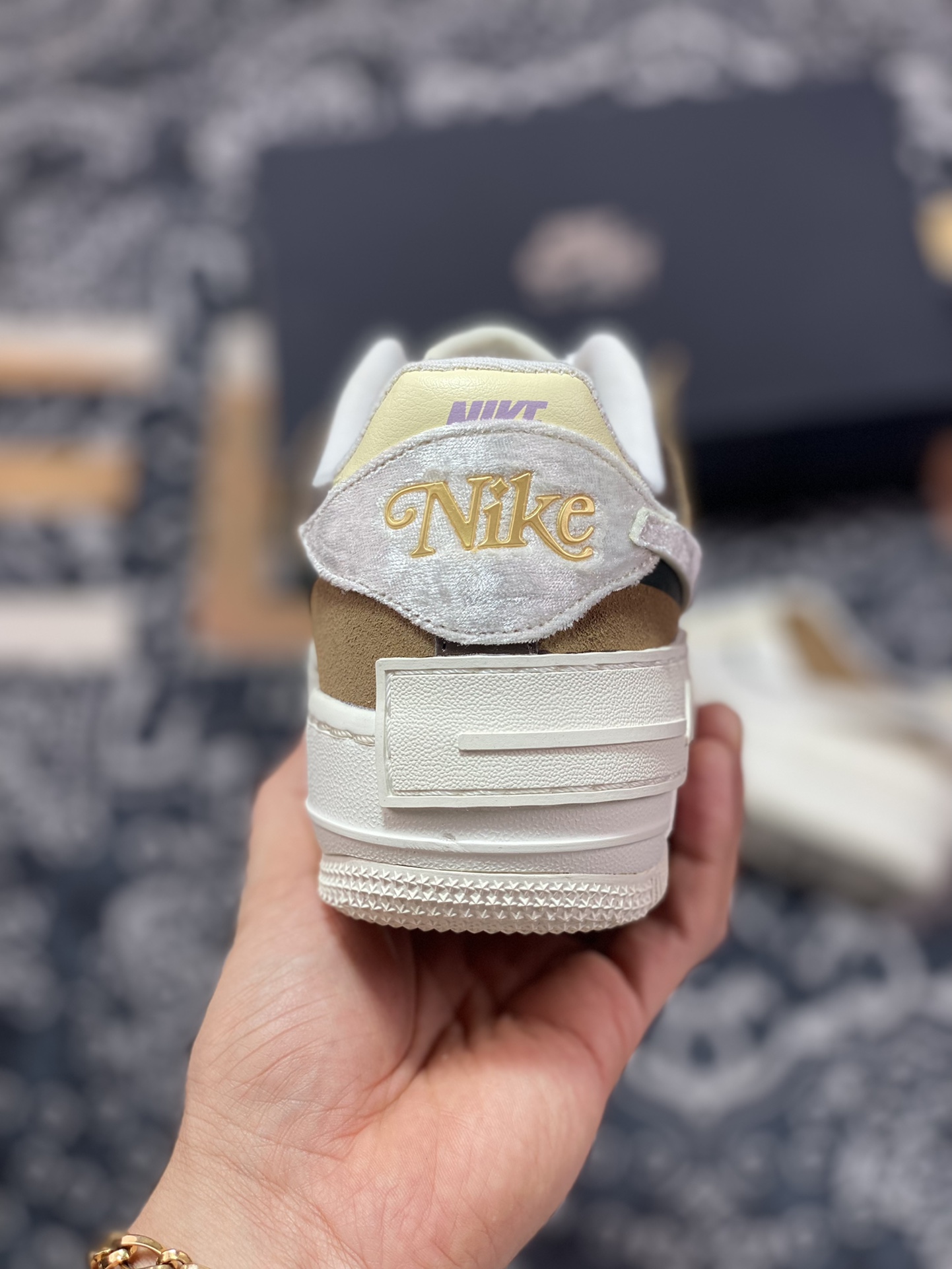 200 Nike WMNS Air Force 1 Shadow”Black Bow”板鞋“白灰棕蝴蝶结”FB1857-111