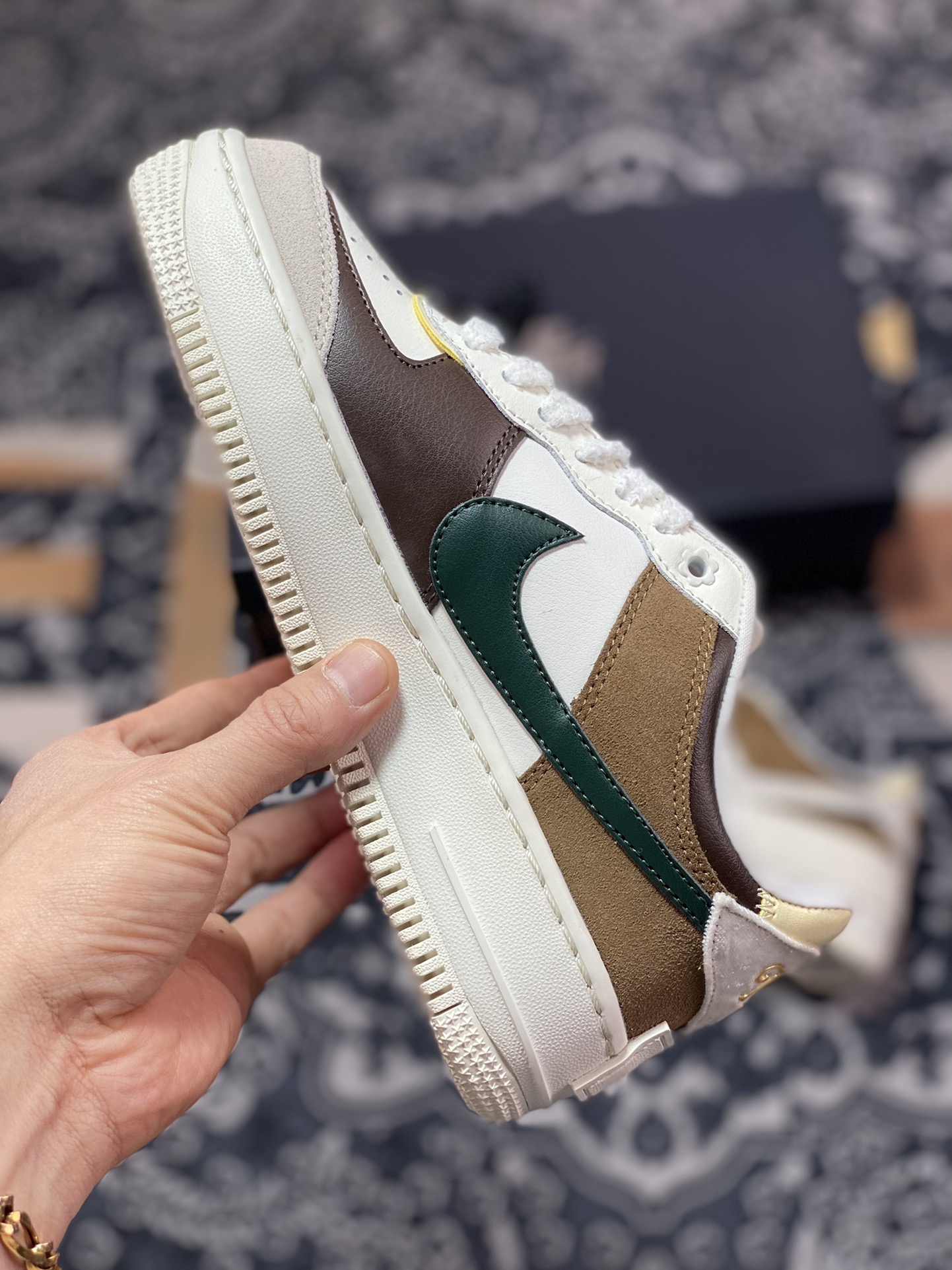 200 Nike WMNS Air Force 1 Shadow”Black Bow”板鞋“白灰棕蝴蝶结”FB1857-111