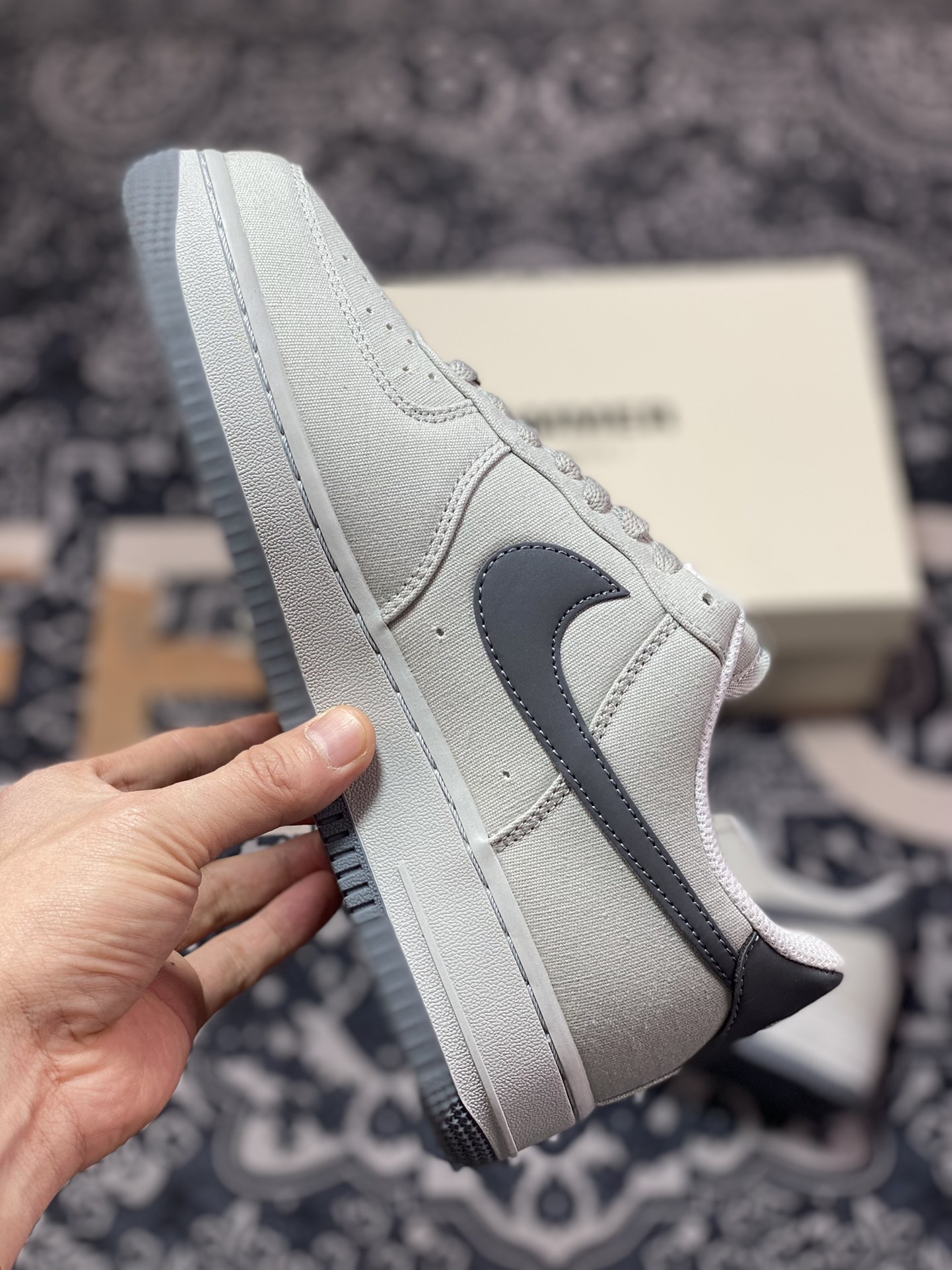 200 Nike Air Force 1’07 Low QS”Cement Grey/Dark Grey”板鞋“帆布水泥灰深灰钩子”DG2296-003