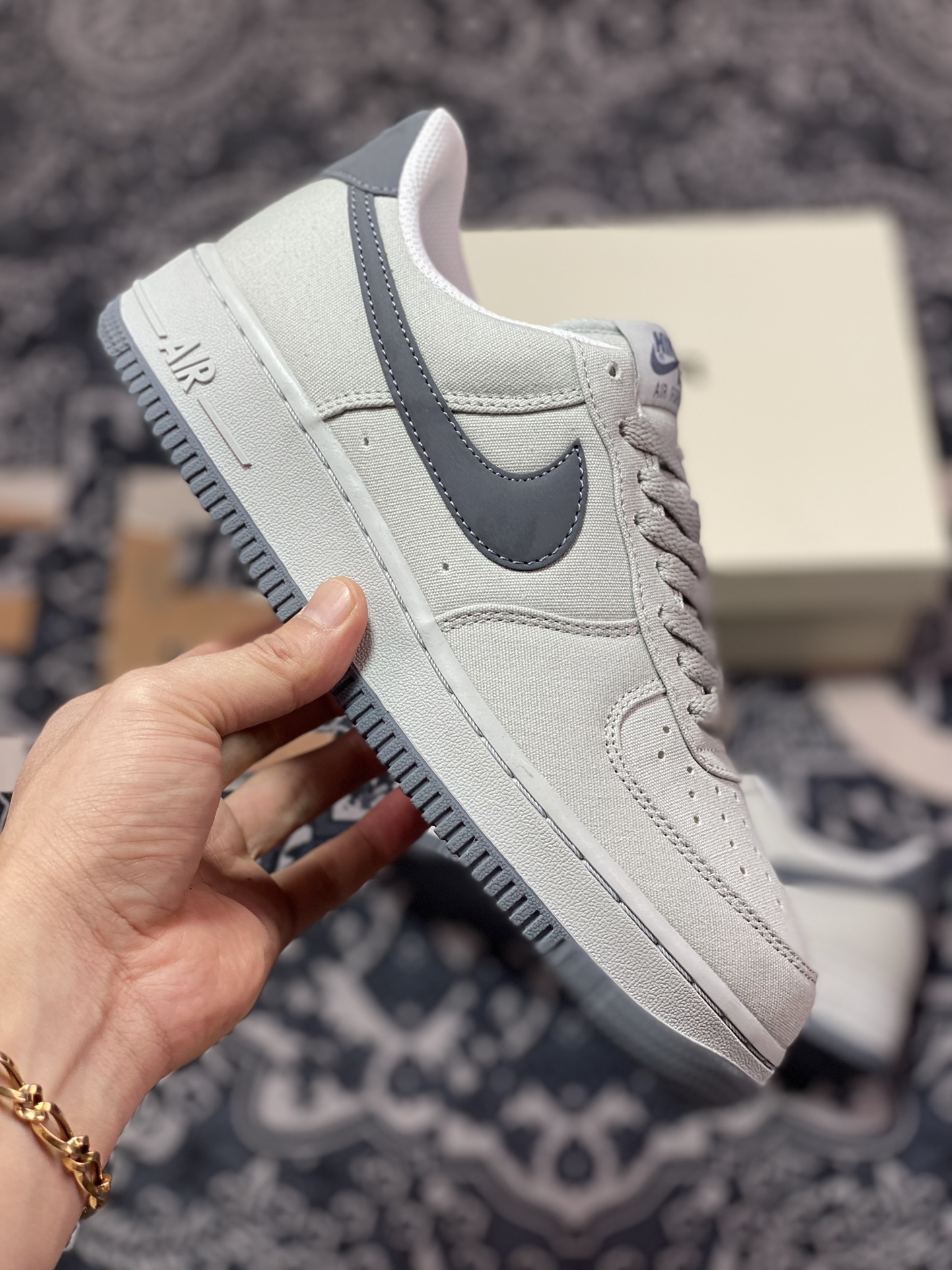 200 Nike Air Force 1’07 Low QS”Cement Grey/Dark Grey”板鞋“帆布水泥灰深灰钩子”DG2296-003