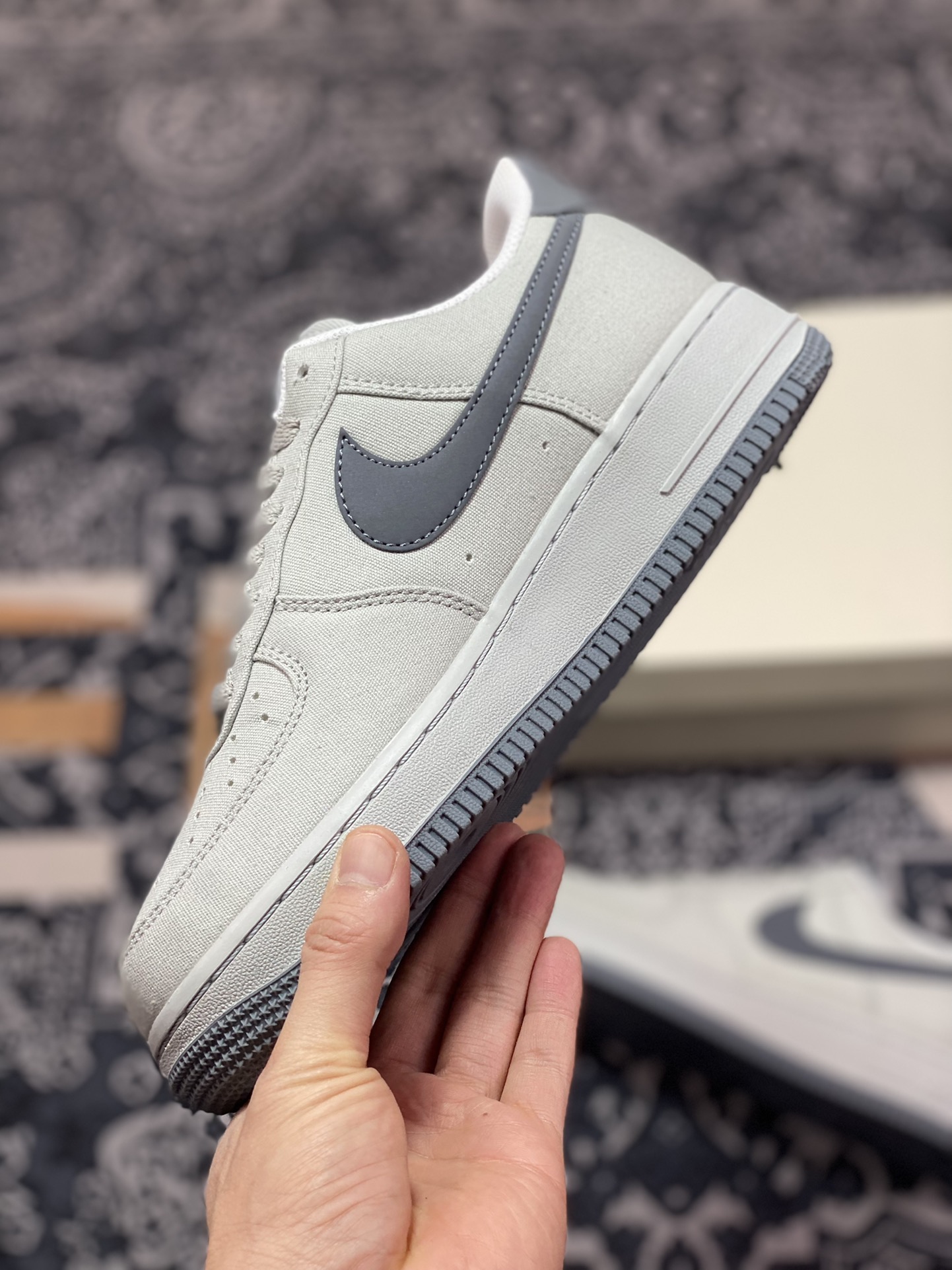 200 Nike Air Force 1’07 Low QS”Cement Grey/Dark Grey”板鞋“帆布水泥灰深灰钩子”DG2296-003