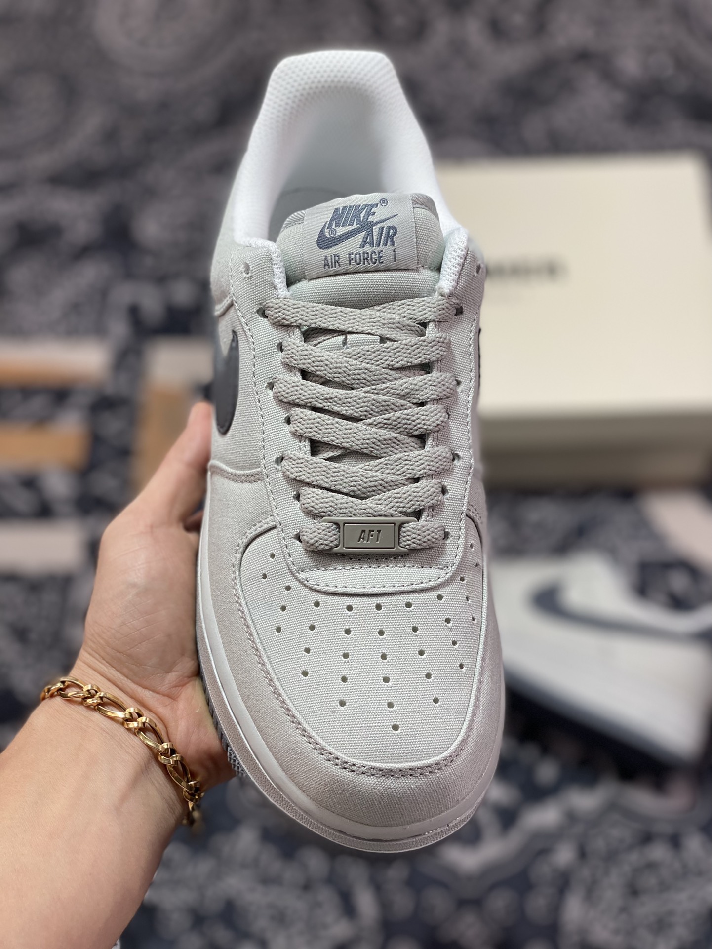 200 Nike Air Force 1’07 Low QS”Cement Grey/Dark Grey”板鞋“帆布水泥灰深灰钩子”DG2296-003