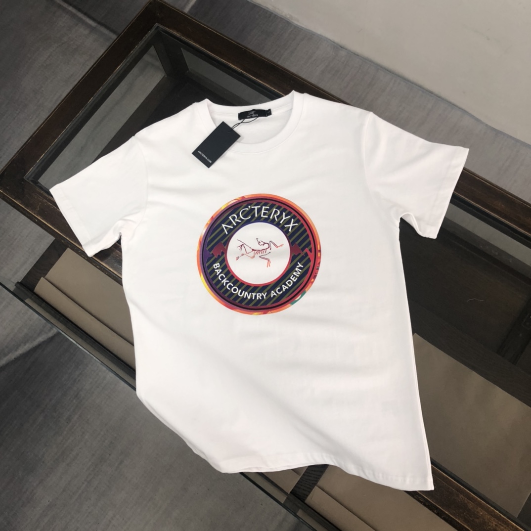 Arcteryx Clothing T-Shirt Black White Men Cotton Summer Collection Fashion Short Sleeve