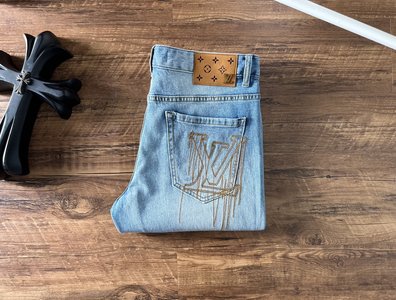 Louis Vuitton Clothing Jeans for sale cheap now Embroidery Spring/Summer Collection
