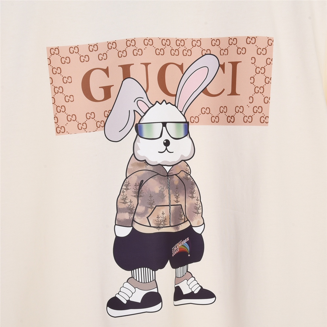 180 GUCCI/古驰 23ss兔年限定墨镜兔印花短袖T恤