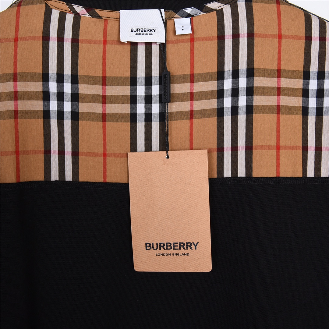 180 Burberry/巴宝莉 BBR经典格纹拼接短袖