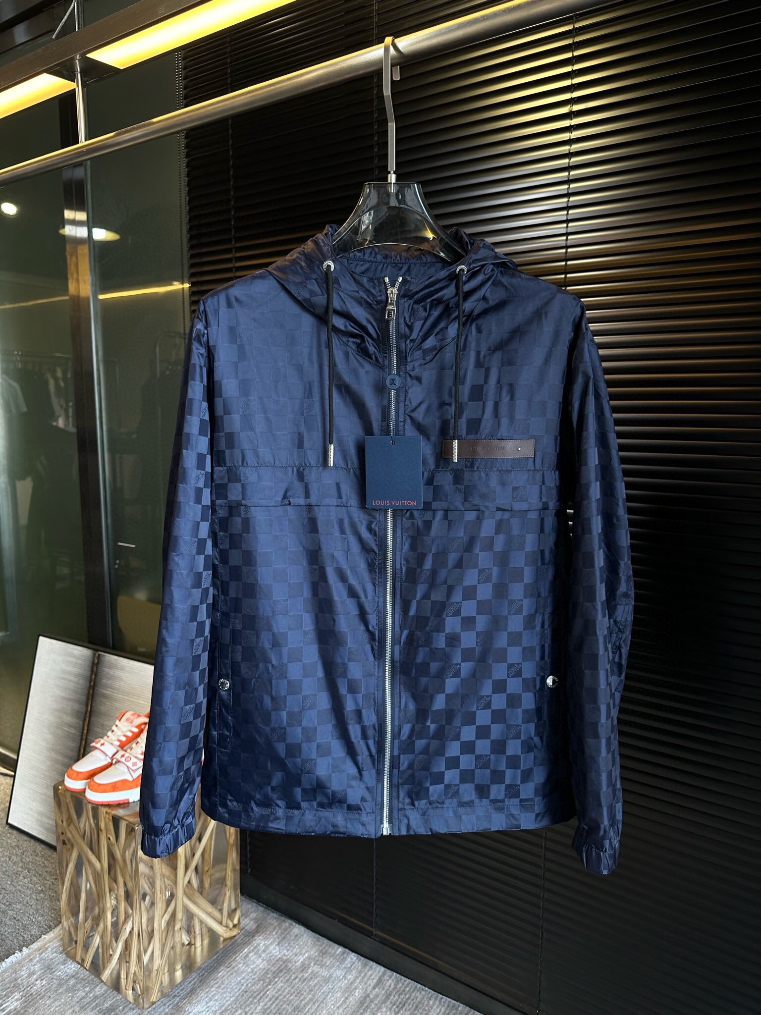 Louis Vuitton Clothing Coats & Jackets Black Blue Grey Spring/Summer Collection Fashion Hooded Top