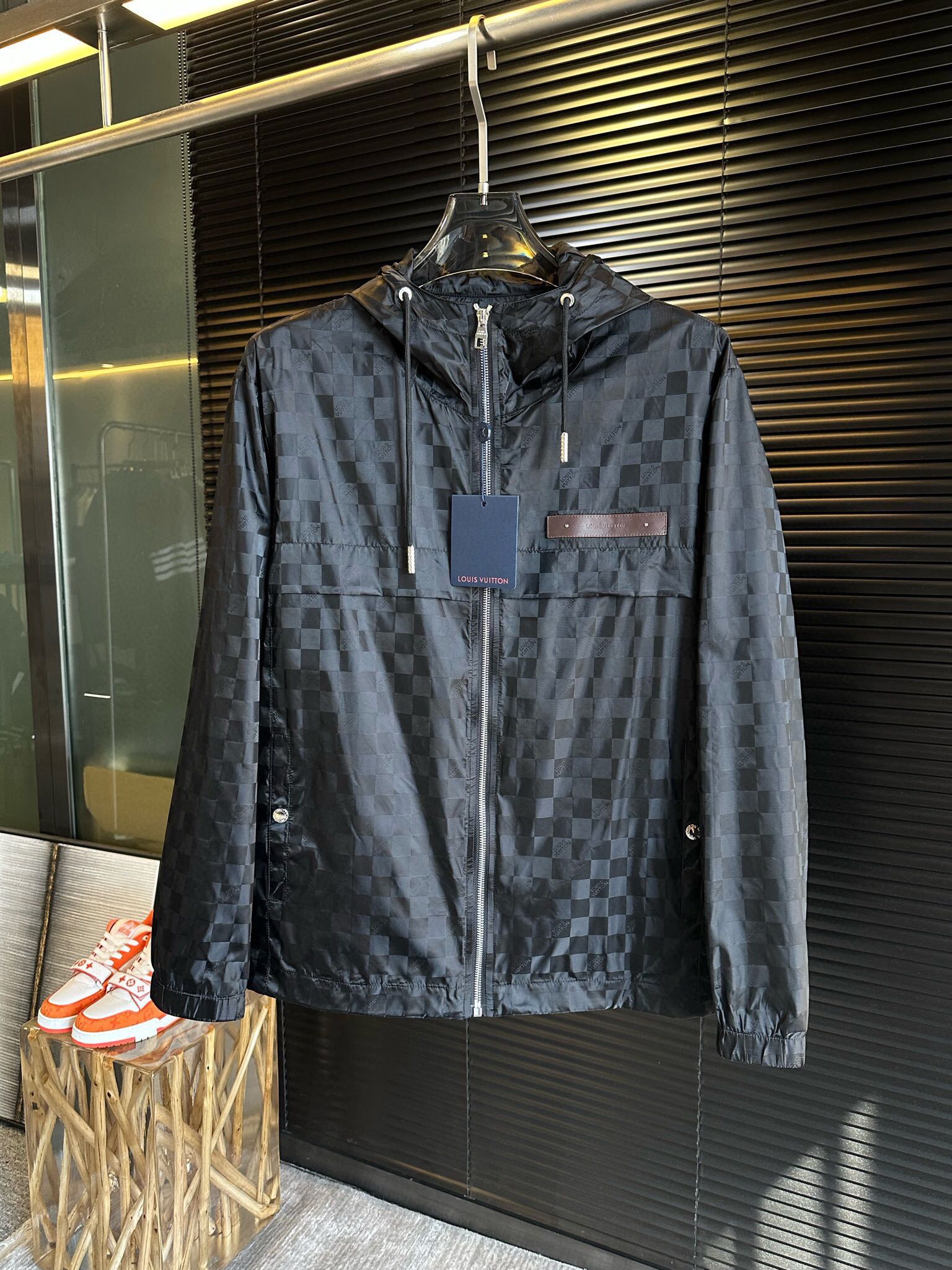 Louis Vuitton Clothing Coats & Jackets Black Blue Grey Spring/Summer Collection Fashion Hooded Top