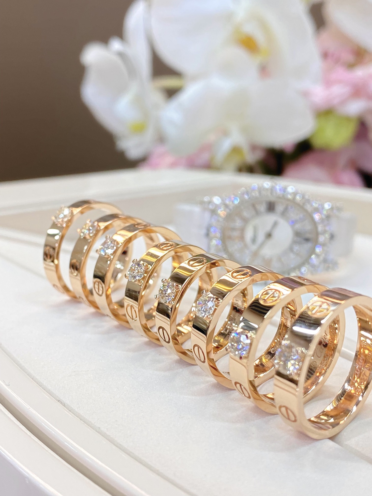 Cartier Bague solitaire Alliance couple Largeur large Largeur fine Pavé étoilé Polyvalente - Qualité supérieure