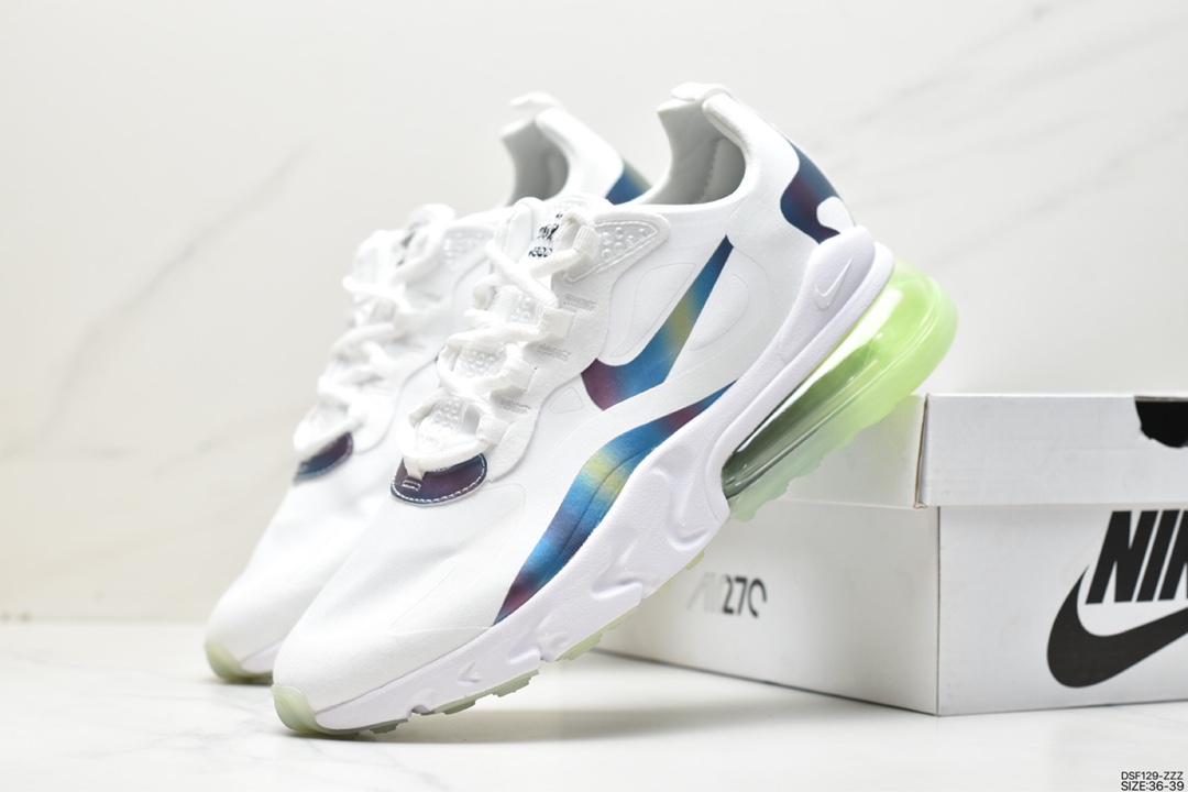 105 耐克Nike Wmns Air Max 270 React SE”Black/Worldwide”270瑞亚赛车慢跑鞋“黑浅蓝绿红渐变” AT6174-700