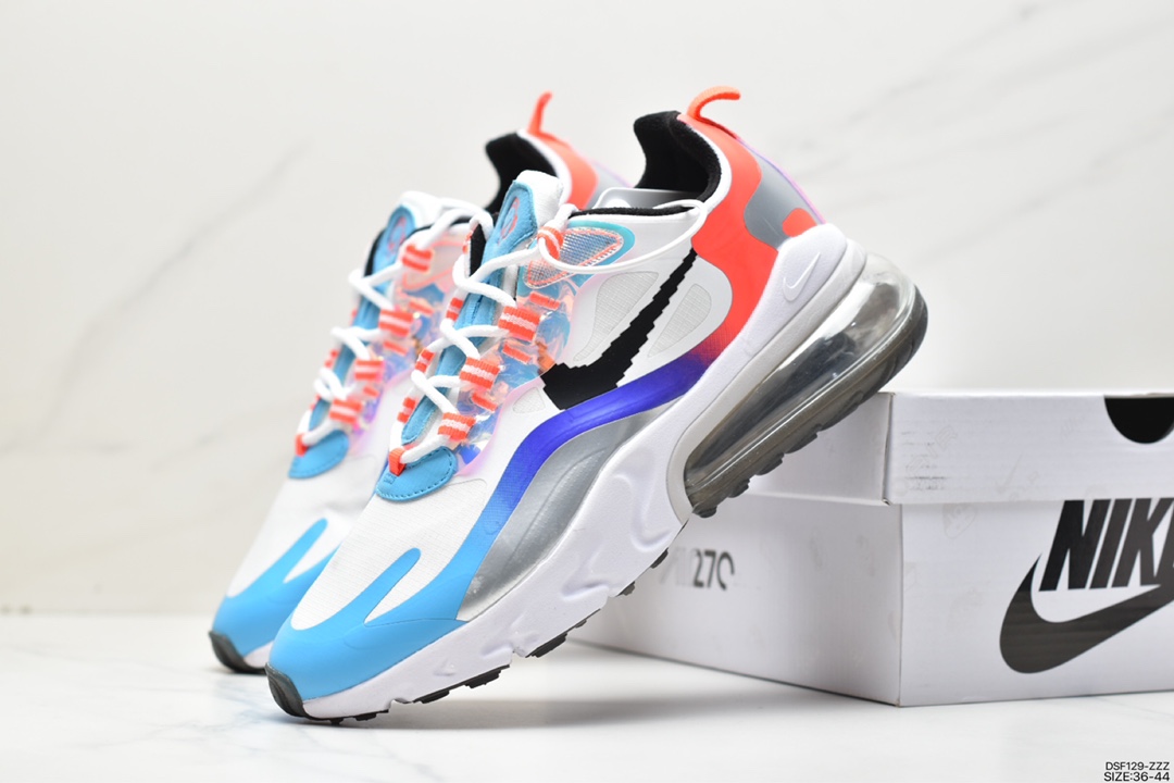 105 耐克Nike Wmns Air Max 270 React SE”Black/Worldwide”270瑞亚赛车慢跑鞋“黑浅蓝绿红渐变” AT6174-700