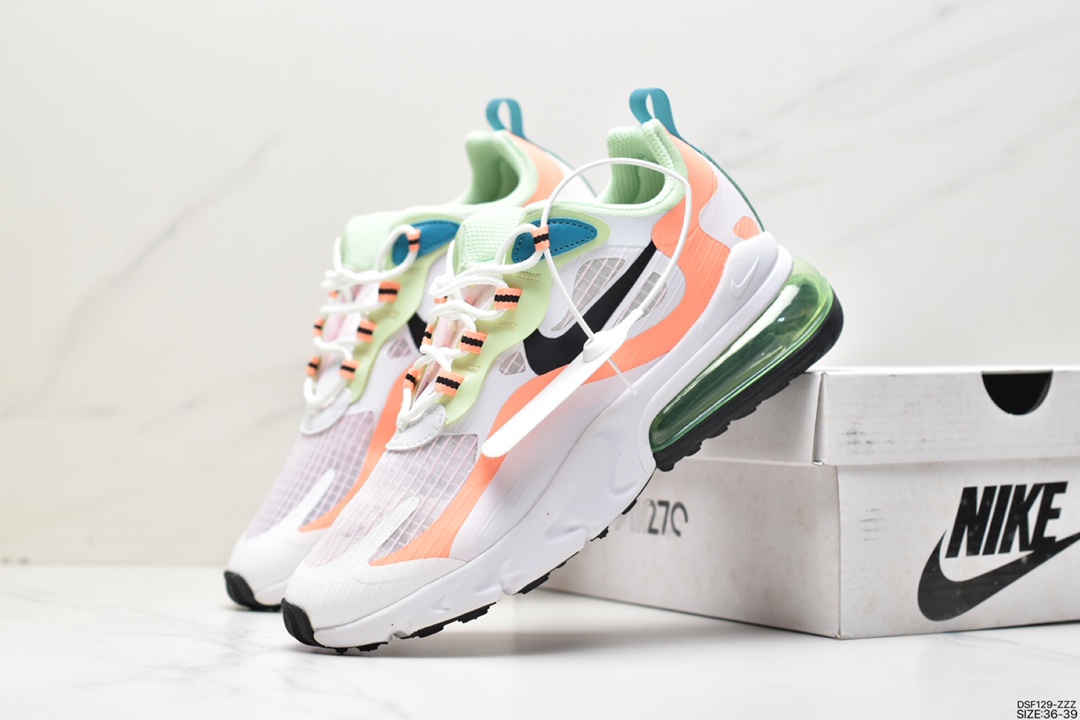 105 耐克Nike Wmns Air Max 270 React SE”Black/Worldwide”270瑞亚赛车慢跑鞋“黑浅蓝绿红渐变” AT6174-700
