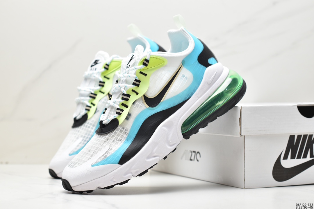 105 耐克Nike Wmns Air Max 270 React SE”Black/Worldwide”270瑞亚赛车慢跑鞋“黑浅蓝绿红渐变” AT6174-700