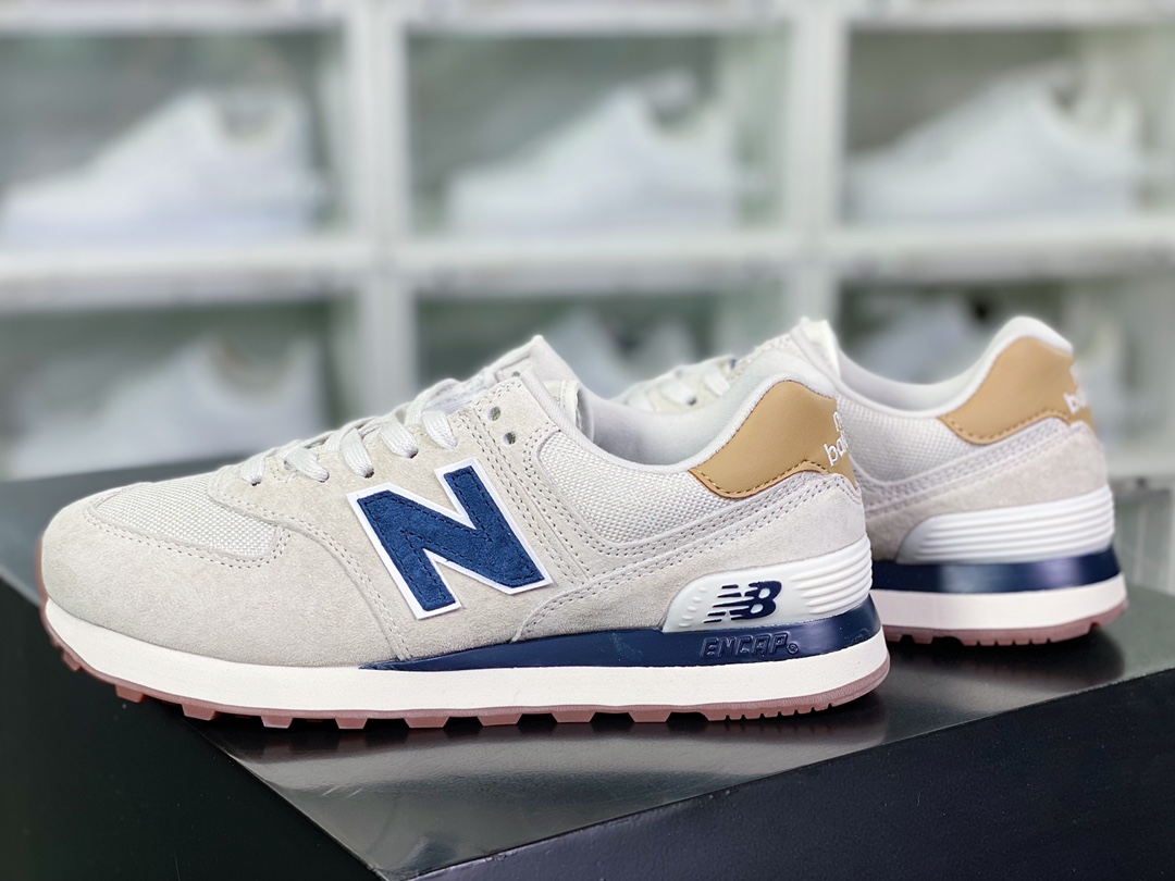 ML574 series low-top classic retro casual sports jogging shoes ”fleece beige navy blue” ML574LGI