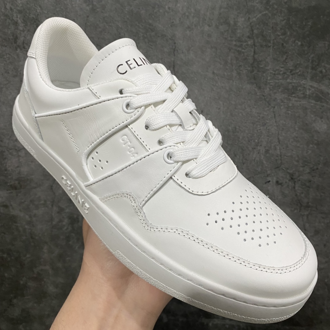 Guangdong purchasing version CELINE CT-04 cow leather low-top lace-up sneakers white shoes