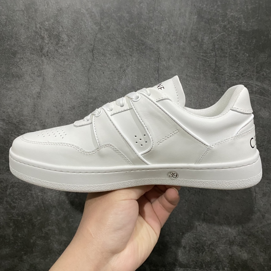 Guangdong purchasing version CELINE CT-04 cow leather low-top lace-up sneakers white shoes