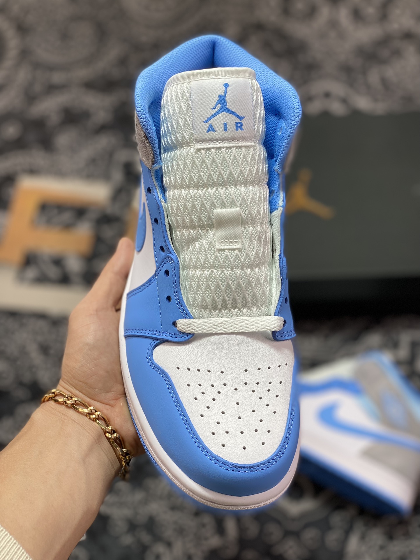 260 优选 DT纯原 Air Jordan 1 Mid AJ1乔1中帮文化篮球鞋 DX9276-100 白蓝