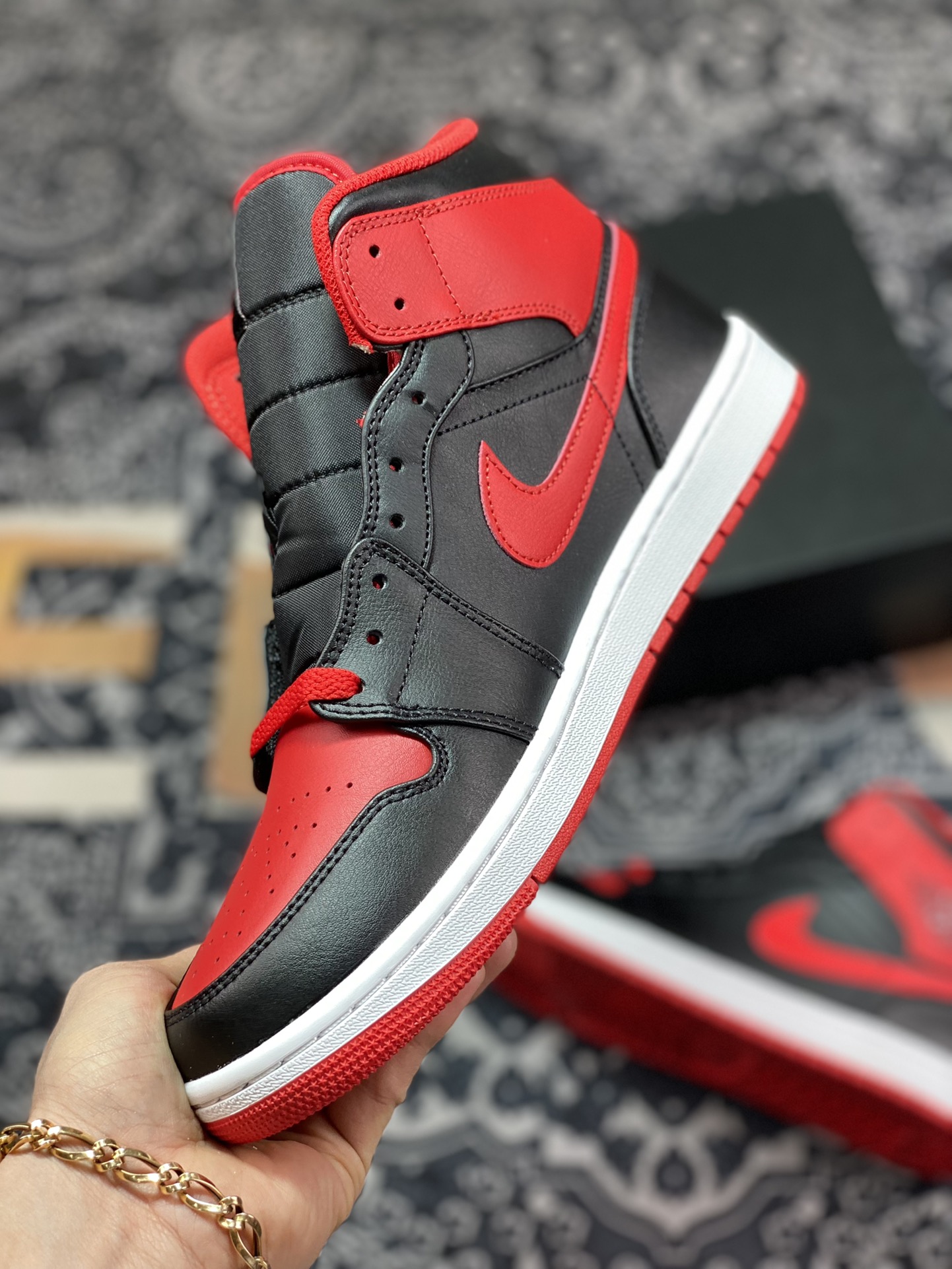 260 优选 DT纯原 Air Jordan 1 Mid AJ1乔1中帮文化篮球鞋 DQ8426-060 黑红