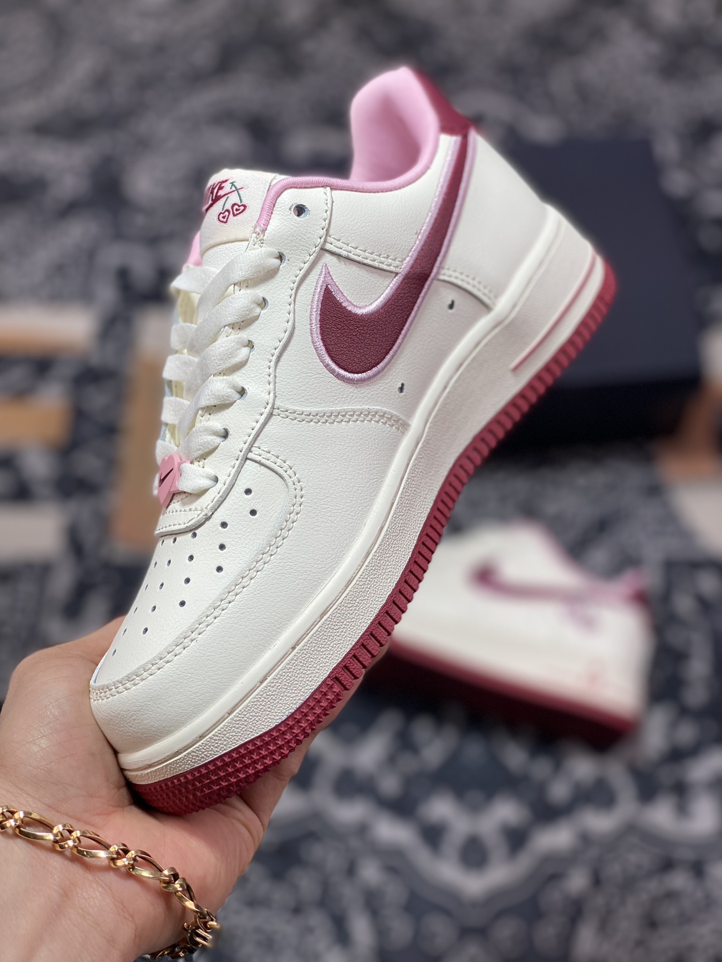 200 Nike Wmns Air Force 1'07 Low"Valentine’s Day"空军一号低帮板鞋“米白粉酒红樱桃情人节”FD4616-161