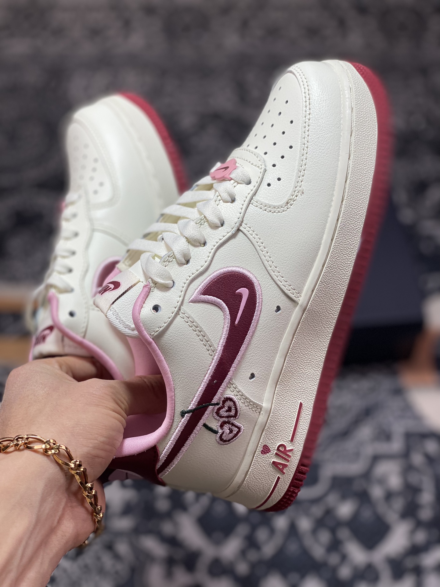 200 Nike Wmns Air Force 1'07 Low"Valentine’s Day"空军一号低帮板鞋“米白粉酒红樱桃情人节”FD4616-161