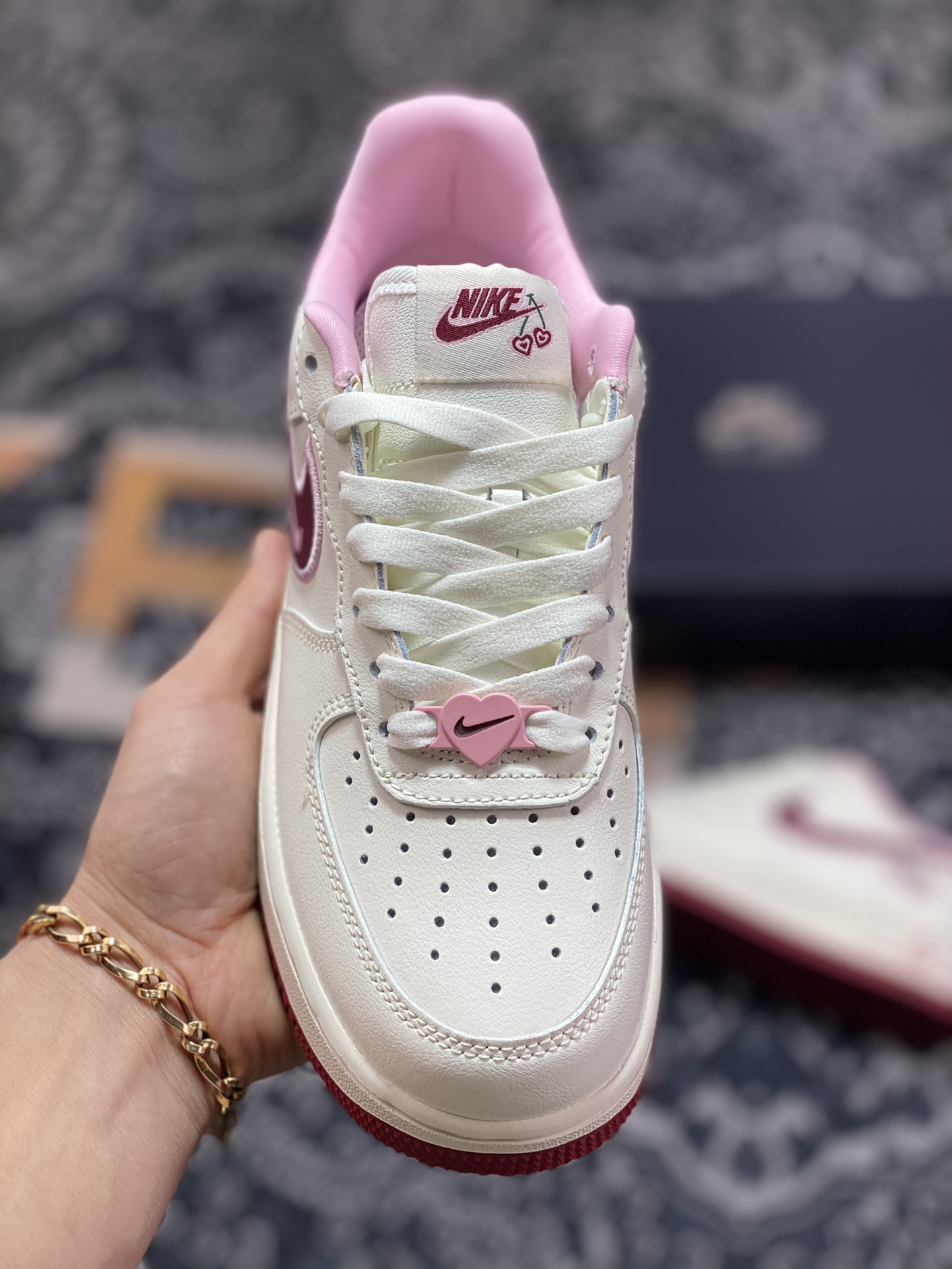 200 Nike Wmns Air Force 1'07 Low"Valentine’s Day"空军一号低帮板鞋“米白粉酒红樱桃情人节”FD4616-161