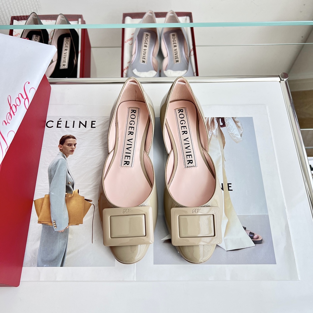 NO:129488,Khaki patent leather square buckle, ballet shoes19860909卡其漆皮方扣,芭蕾舞鞋,Women's Shoes